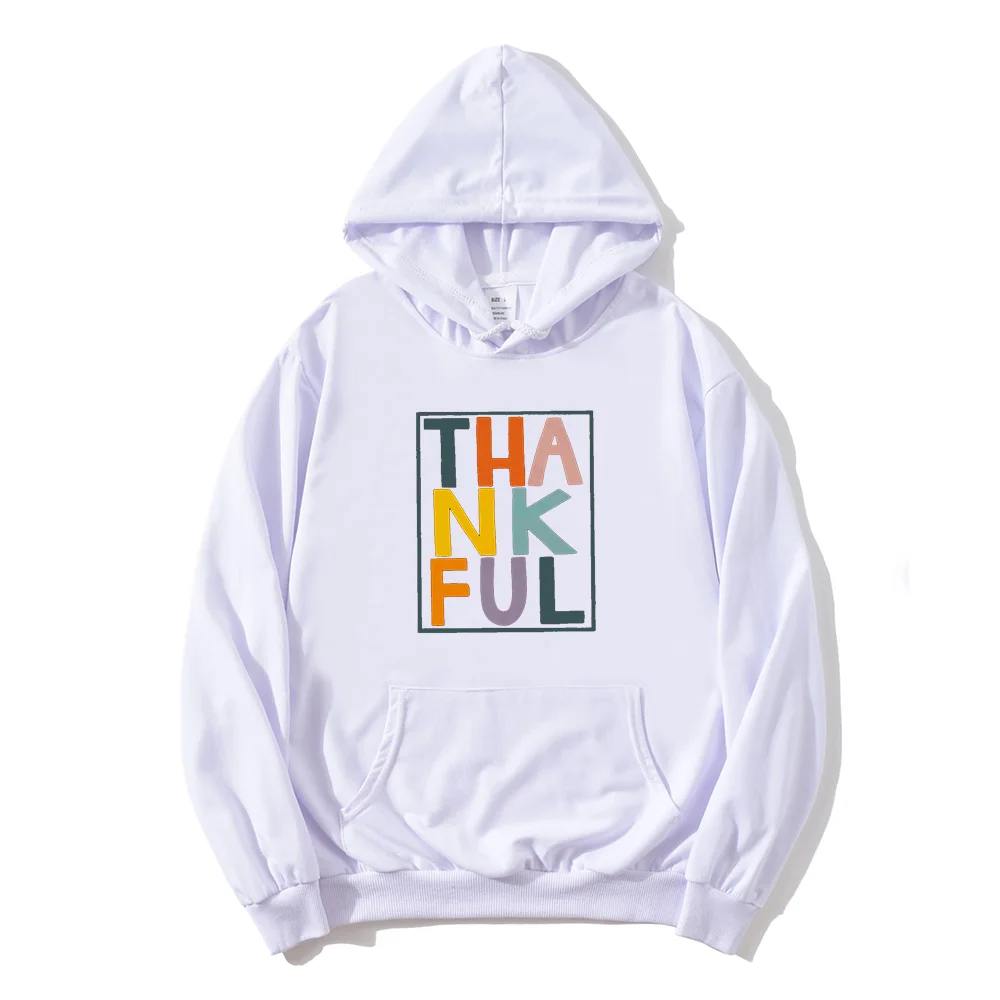 Colorful Thankful Hoodie Cute Thankful Fall  Women Clothing Thanksgiving Gift Family Thanksgiving Heart Sweatshirt Cotton