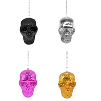 Reflective Mirrored Skull Head Ornament Hanging Chain Discos Balls Pendants for Halloween Parties and Unique Home Decors 1