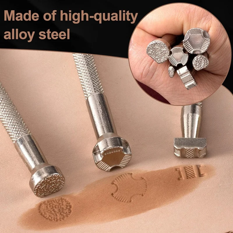 Leather Craft Stamps 6Pcs Leather Stamp Alloy Steel for Craft Design