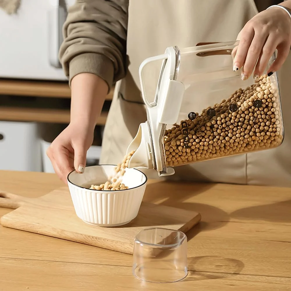 Airtight Rice Storage Container with Measuring Cup Cereal Dry Food Containers Dispenser Pet Dog Cat Food Container Box BPA Free 2