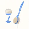 1 soft loofah brush and bristle bath body brush with curved long handle - odorless, manual exfoliating scrub suitable for full 2