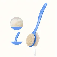 1 soft loofah brush and bristle bath body brush with curved long handle - odorless, manual exfoliating scrub suitable for full 2