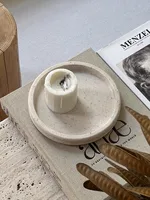Light Luxury Marble Material Round Tray French Retro Style Perfume Storage Living Room Decoration Jewelry Display Tray 22x22x3cm 2