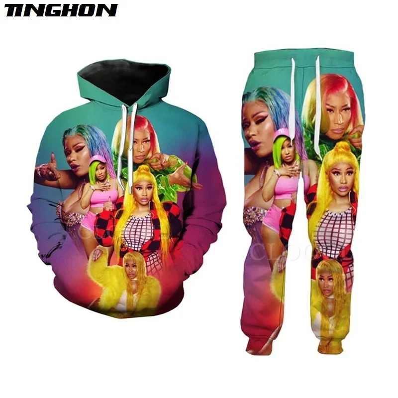 

Мужские/женские костюмы XS-7XL I Minaj Singer, модные тренировочные костюмы с забавным 3D принтом, толстовка с круглым вырезом в стиле хип-хоп, штаны, толстовки