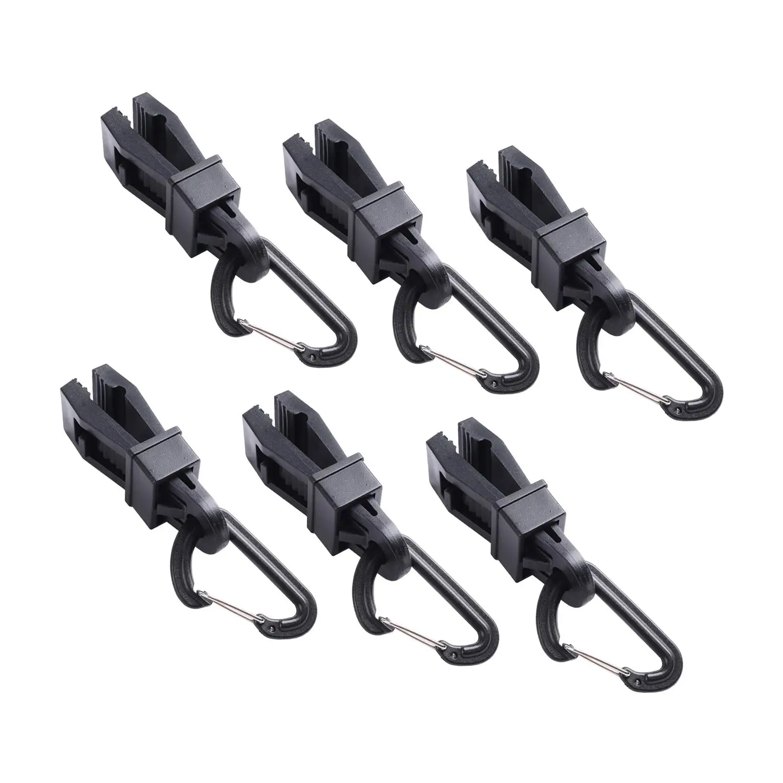 6Pcs Tent Awning Fixing Clamp Grip with Carabiner Hook Windproof Tarp Clamps for Tarps Car Cover Canvas Swimming Pool Covers