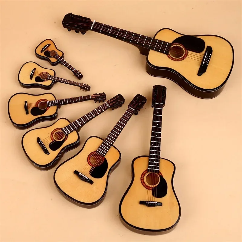 Mini Classical Guitar Model Wooden Miniature Musical Instrument Ornament Home Garage Kit Decoration Gift With Case Stand acoustic guitar classical guitar