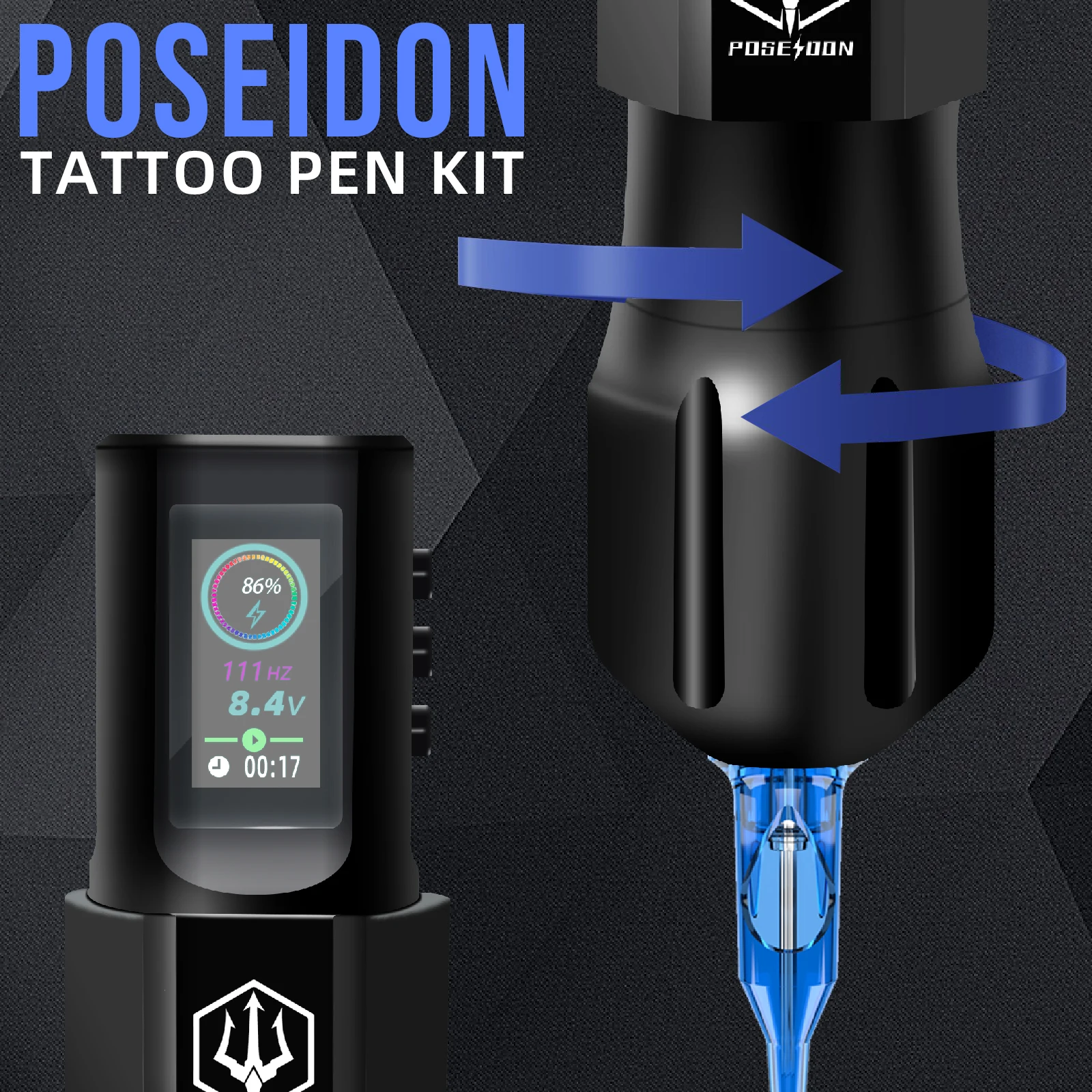 ﻿ Tattoo Kit POSEIDON New Cool Tattoo Pen Kit For Permanent Makeup Tattoo Machine Kit Wireless Tattoo Power Supply Tattoo Gun Ki