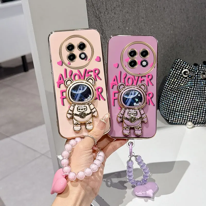 Floral Fan Design Phone Case Bundle with Lanyard and Stand