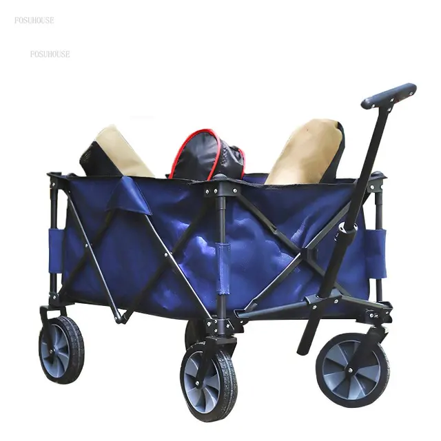 Négykerekű Összecsukható Húzó Kocsi Kültéri Kemping Halászkocsi Otthoni Kerti Szekerek Hordozható Szupermarket Élelmiszerbolt Kocsik - Image 2