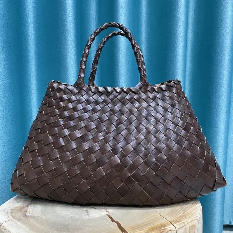 

Женская сумка-хобо из натуральной кожи, плетеный вместительный Повседневный тоут на плечо, для отпуска, пляжа