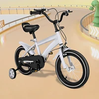 Vélo pour enfants de 14 pouces avec roue d'entraînement pour garçons et filles de 2 à 5 ans, vélo pour enfants réglable en hauteur blanc/jaune/rouge/bleu 2