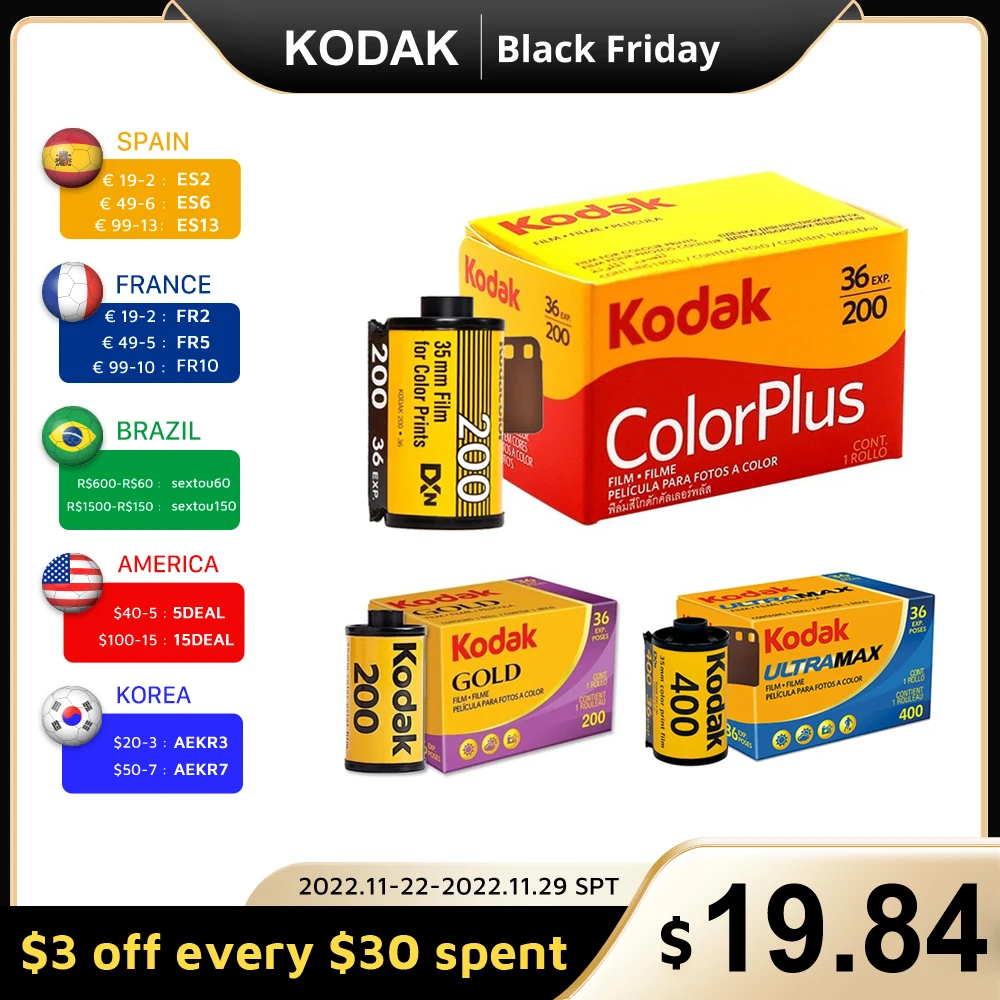 OriginalKODAKFilm35mm36ExposureperRollColorPlus200Gold200