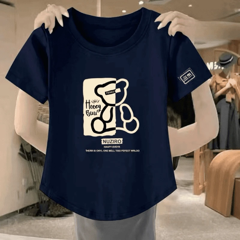 Right print navy blue [medium] letter bear