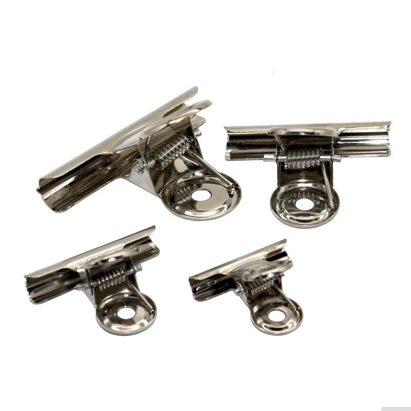 5pcs/lot Round Metal Grip Clips Silver Bulldog Clip Stainless Steel Ticket Clip Stationery Bills Office School Binding Supplies