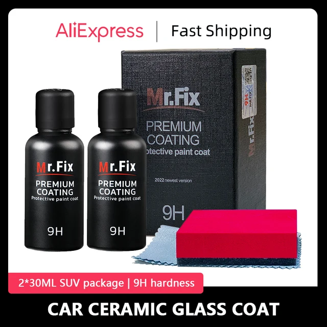 Car Ceramic Coat Set 2PC 30ml Upgraded 9H Polish Liquid Crystal Set High Density Car Super Hydrophobic Glass Coating Tools 1