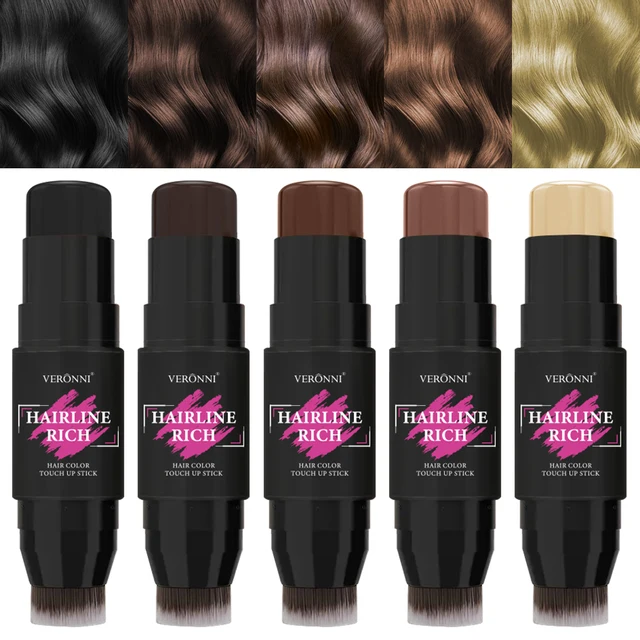 Stylo de coloration temporaire 2 en 1 avec brosse, couvre rapidement les cheveux blancs et gris, bâton de retouche de racines imperméable pour un aspect naturel 1