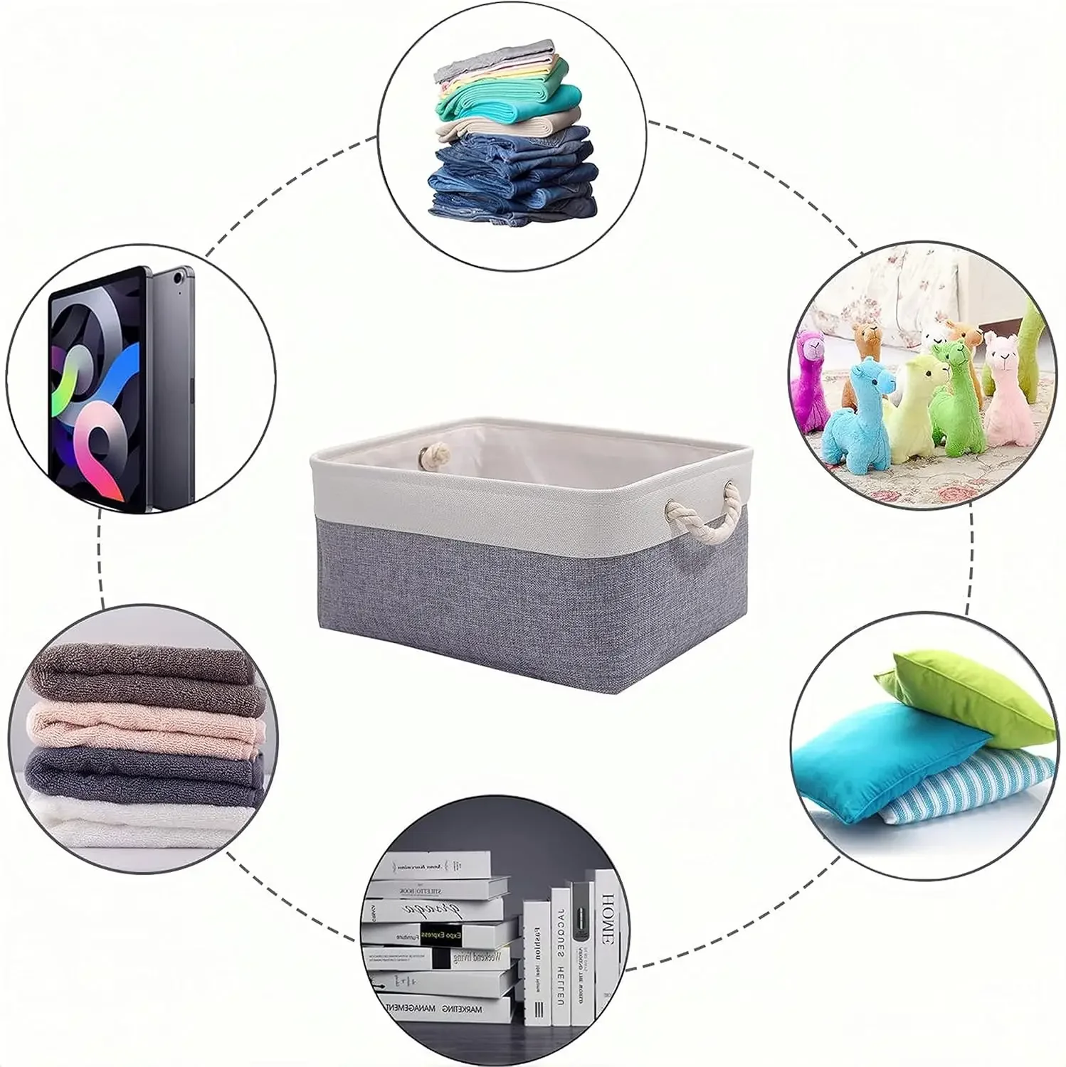 Folding Storage Basket Large Capacity Linen Storage Fabric Wardrobe Office Bedroom Closet Toys Laundry Basket With Handle 3