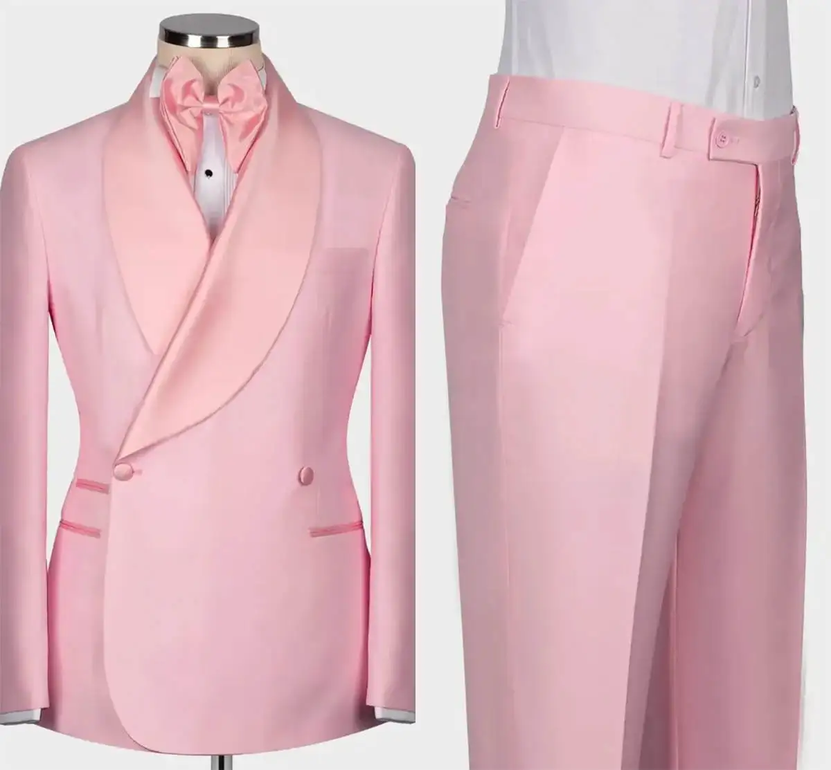 Costume de Mariage Homme Couleur Unie avec Revers Châle