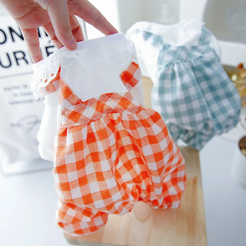 Lace Collar Dog Jumpsuit Pajamas White 