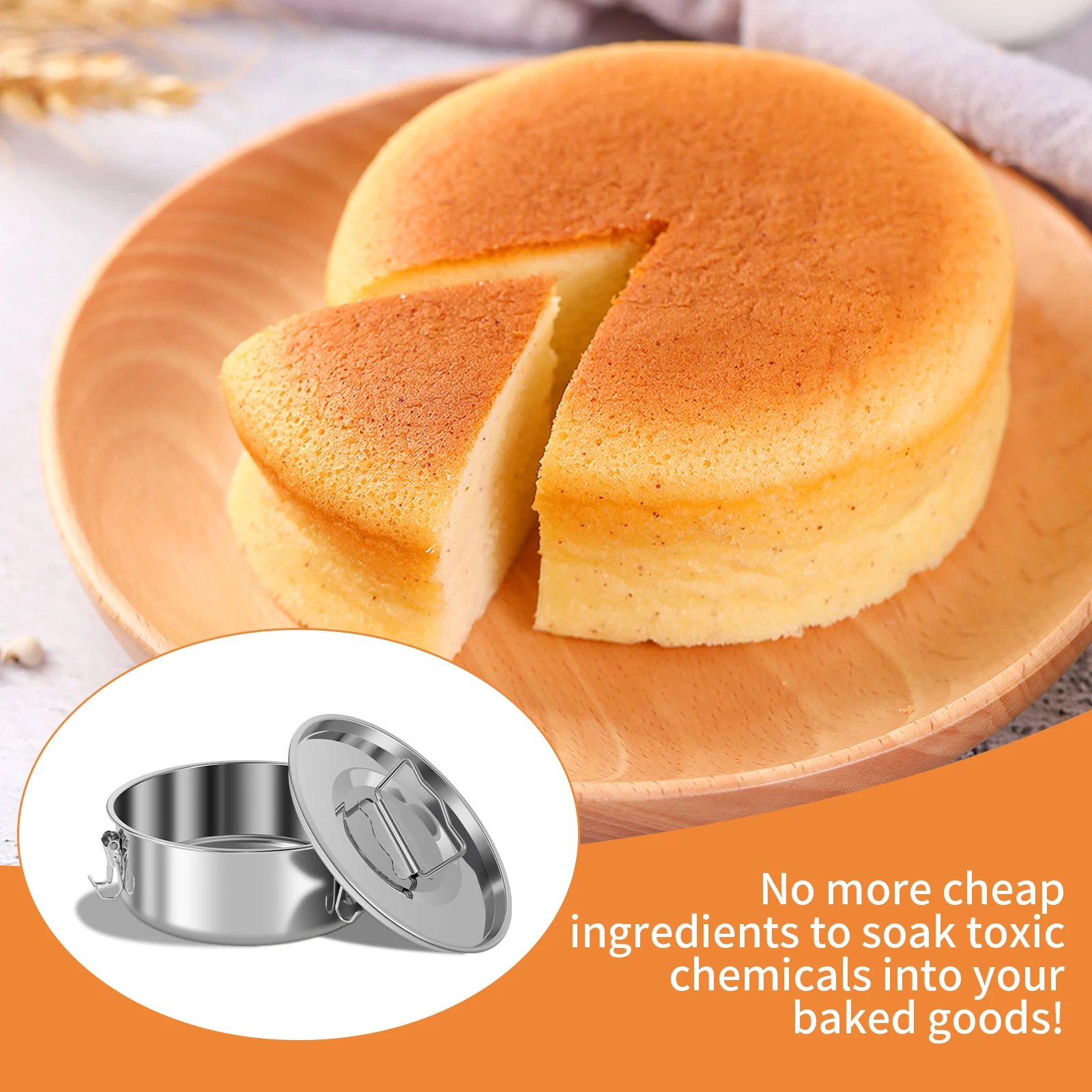 Stainless Steel Flan Pan with Steam Rack and Cake Spatula