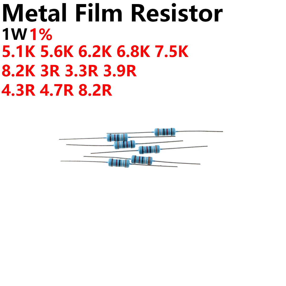 Reland Sun 100pcs 1/4W pellicola metallica resistore 1R ~ 1M 100R 220R 330R 1K 1.5