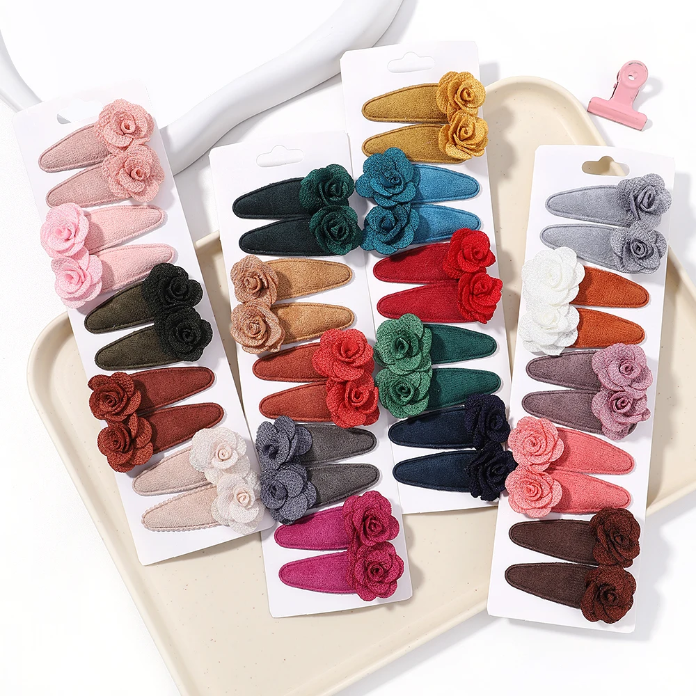 

10Pcs Baby Girls Snap BB Clip Flower Hairpins Kids Headwear Toddler Handmade Hair Clips Newborn Hair Accessories Gift Wholesale
