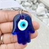 Evil Eye Hamsa Glass Keychain Car Keyring Blue Turkish Evil Eye Heart Key Chain for Jewelry Pendant Bag Accessories Decor Gift 4
