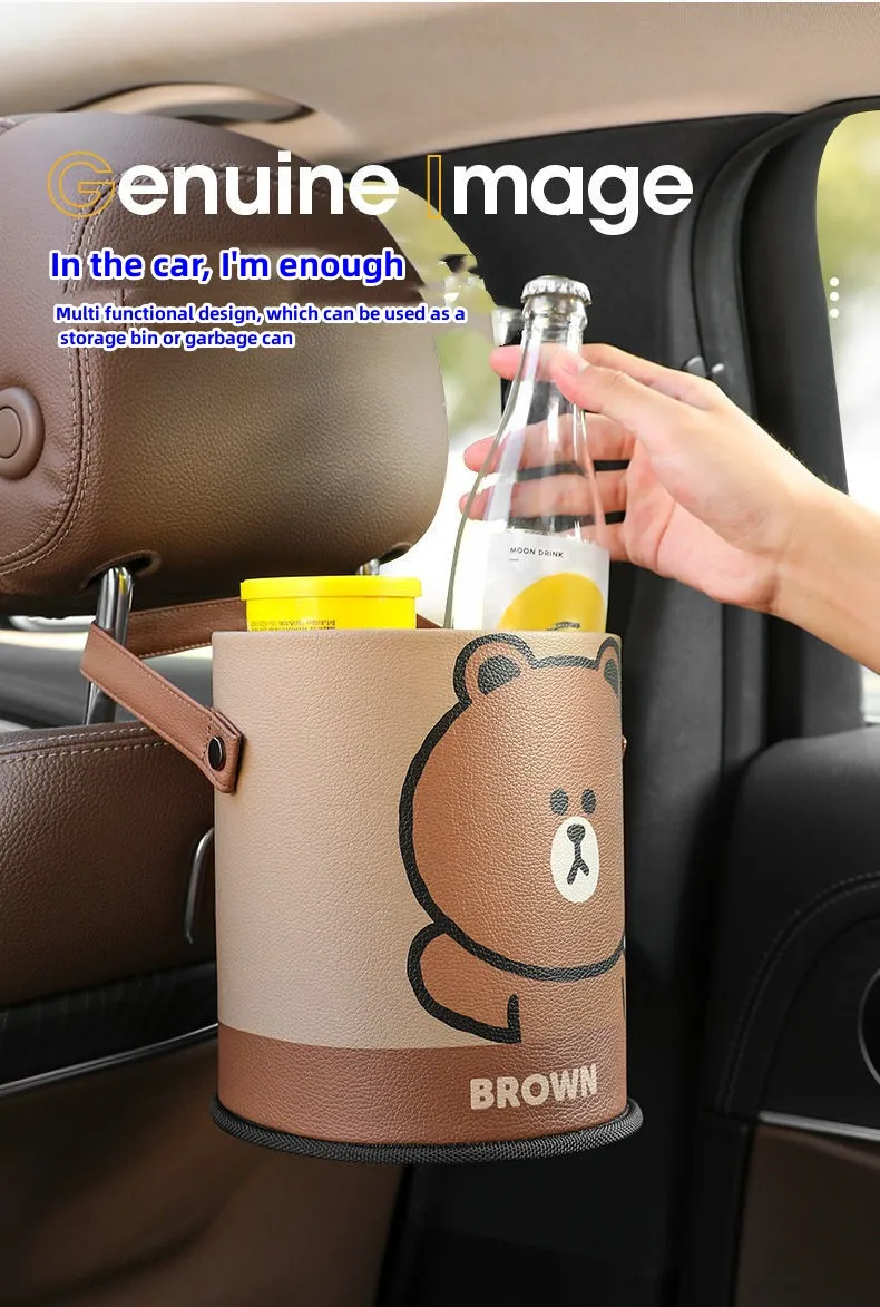 

Car Mini Suspended Garbage Container Car Garbage Bin Storage Magic Articles Car Interior Cartoon Ka'ai Multi function Storage Bo