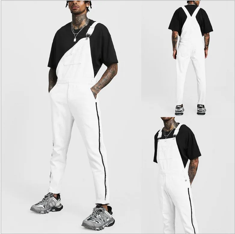 Wish Amazon Ebay New Retro Men'S Denim With Hole Trousers One-Piece Working Bib Top Pants