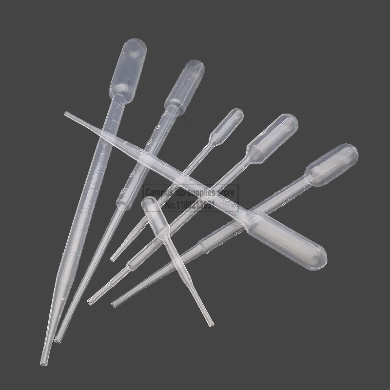 100pcs Lab 0.2ml 0.5ml 1ml 2ml 3ml Plastic Pasteur Pipette Dropper Medical Supplies Science Lab