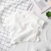 0-8Yrs 100%Cotton Children's T-shirt for Boy and Girls Muslin Tops Shirts 2025 V Neck Short Sleeve Boys Tees Kids Girls Clothes 4