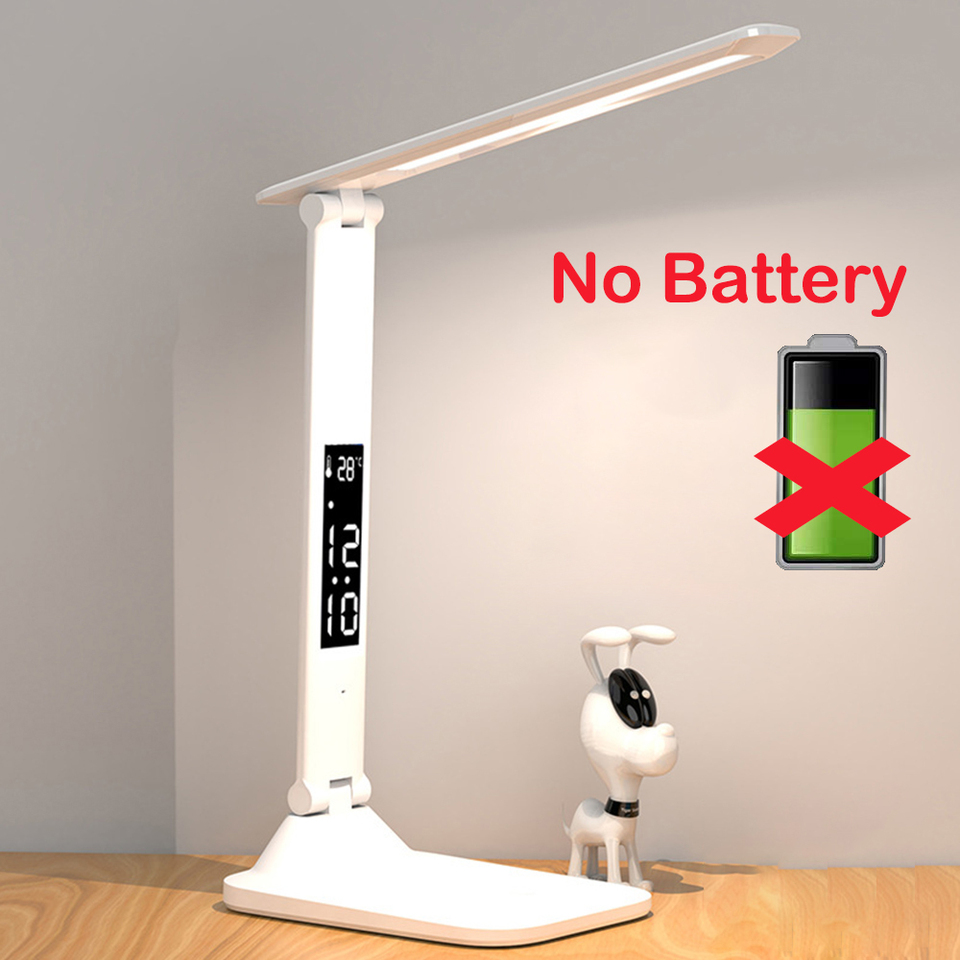 Office Desk Lamp USB Dimmable Touch Foldable Table Lamp Calendar Clock Desk Lamp 180°Rotating Dimmable Touch Table Lamp Reading
