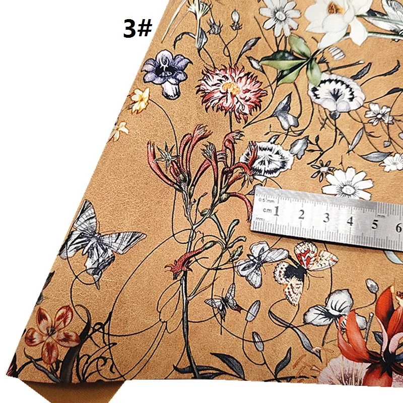 활 핸드백 미니 롤, 꽃 인쇄 합성 가죽, 빈티지 2 톤 인조 가죽 펠트 백킹 비닐, DIY R2096, 30x134cm