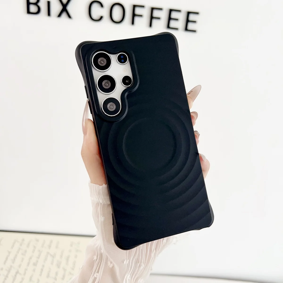 Stylish Water Ripple Silicone Magnetic Case with Wireless Charging and Shockproof Protection