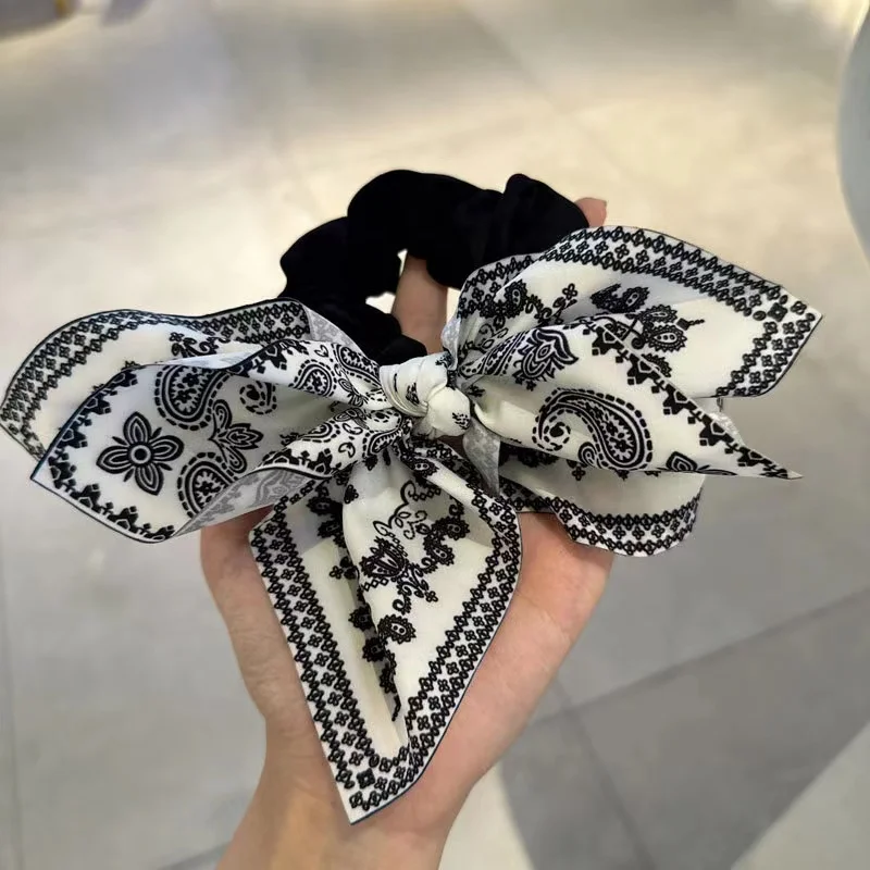 Boho Bow Head Rope for Women Vintage Paisley Bandana Flower