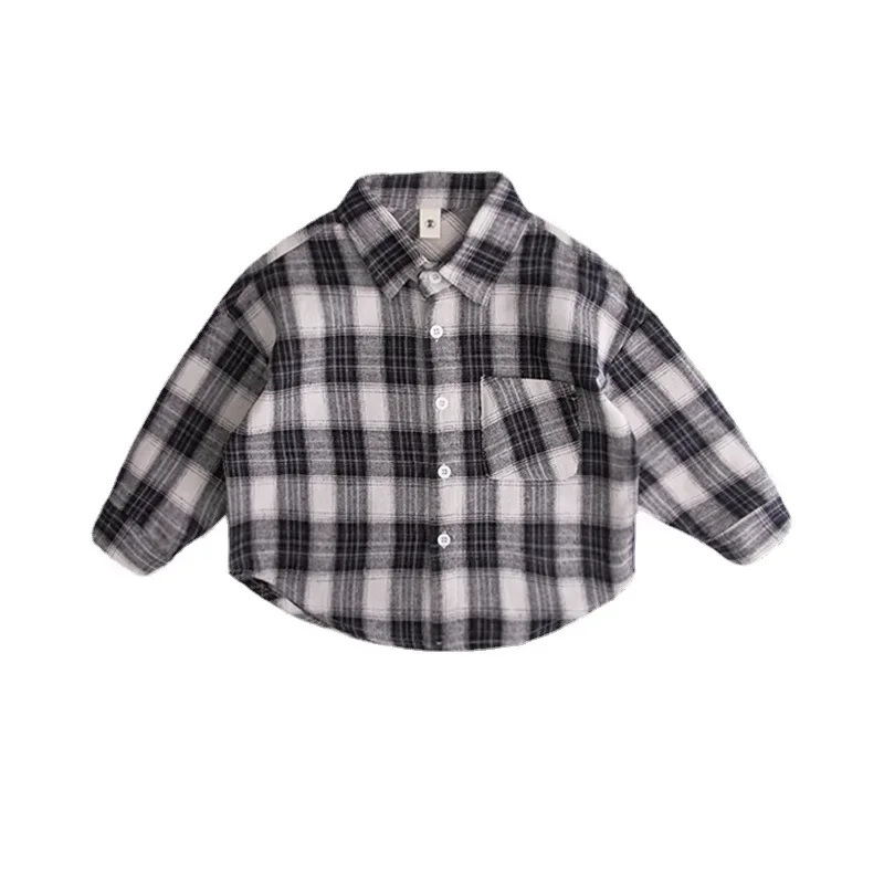 Children's Long Sleeve Cotton Shirt Pure Cotton Spring Autumn Wear Inner Shirt Handsome Children's Clothing Baby Boy's