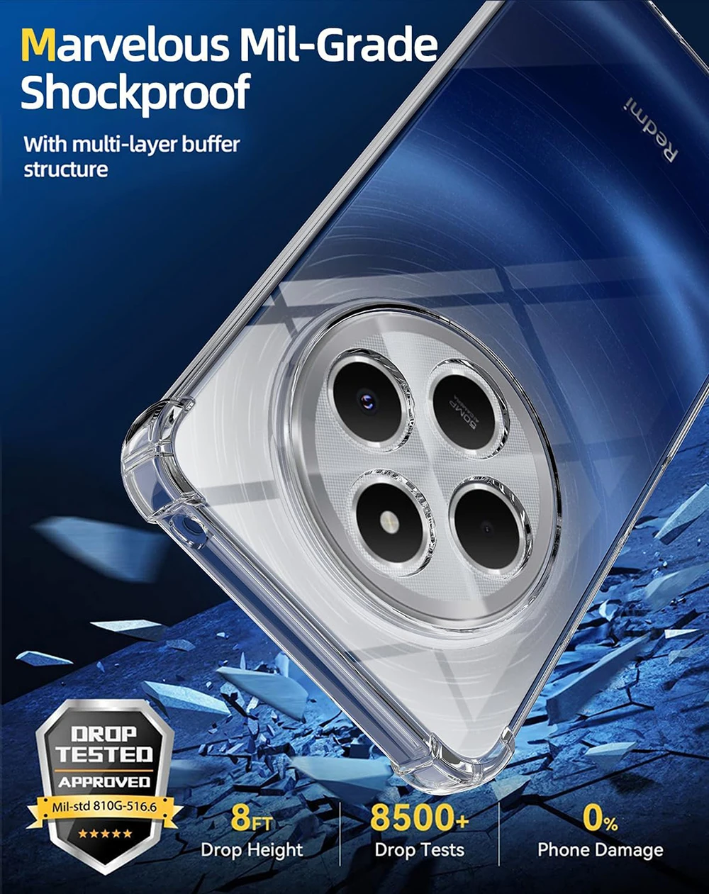 Shock Mat Shockproof Silicone Soft Case - Clear Ultra-Thin Protective Cover