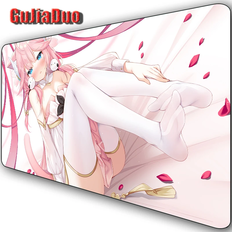 90X40Cm Pink Anime Girl Anime Mouse Pad Extra Large Laptop Table Desk Mat Gioco Antiscivolo Mange Mousepad Comics Stuff Accessori