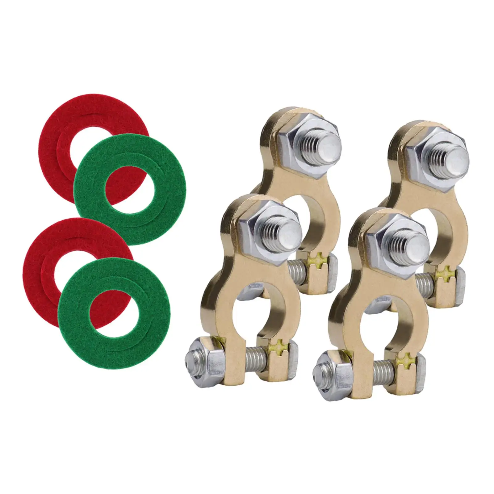 4 Pieces M8 Battery Terminal Connectors for 12V Universal 2inch Long Quick Release Durable Car RV Accessories Round Post Clamp