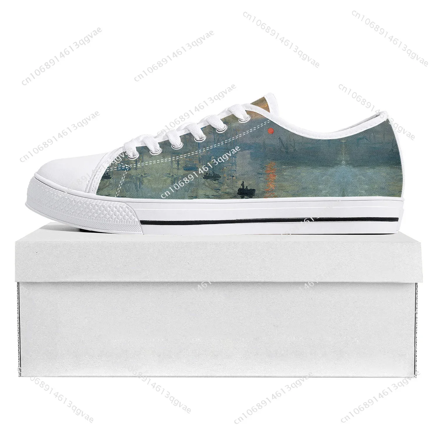 Claude Monet Impression Sunrise Low Top Sneakers Womens Mens Teenager High Quality Sneaker Canvas Custom Shoes Customize Shoe