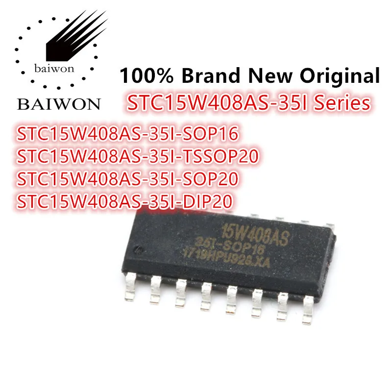 

100%New Original STC15W408AS-35I-SOP16 STC15W408AS-35I-TSSOP20 STC15W408AS-35I-SOP20 STC15W408AS-35I-DIP20 IC Chip