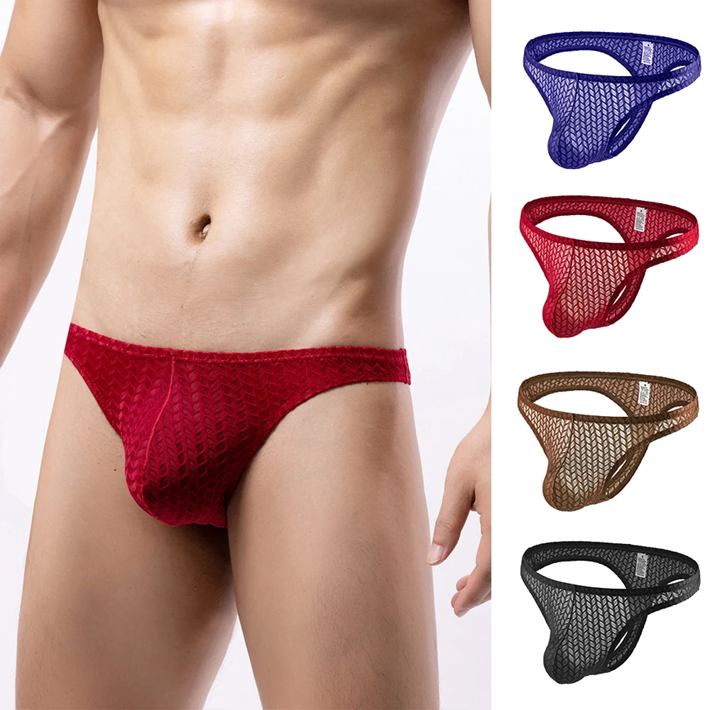 

Sexy Underwear Men's T-Back G-String Lace Thongs Solid Translucent Low Rise Underpants Breathable Soft Male Lingerie Panties