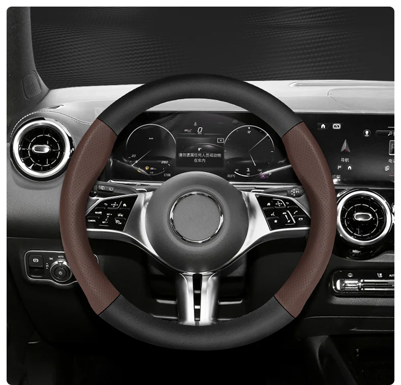 Maßgeschneidertes perforiertes echtes Leder, strukturiertes Lenkrad aus Kohlefaser, Sport-Autozubehör, atmungsaktiv, für Golf, BMW, Fiat – Detail 21