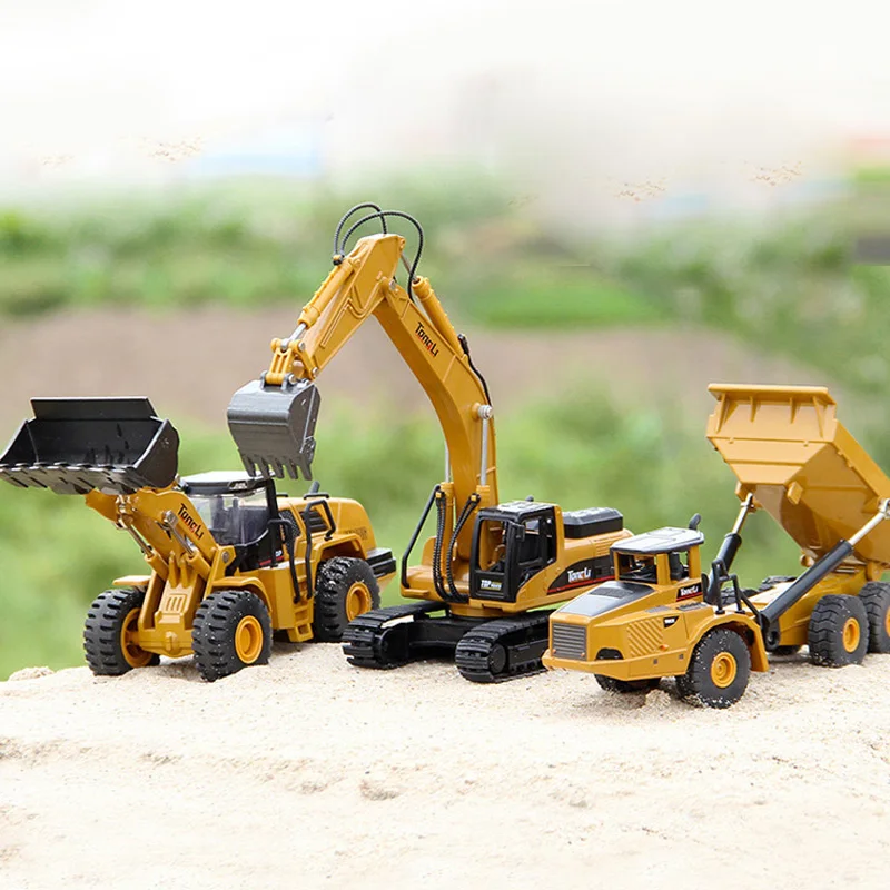 HUINA Model Car 1:50 Scale Miniature Static Diecast Alloy Simulation Car Metal Loader Truck Bulldozer Vehicle Collectables Toys