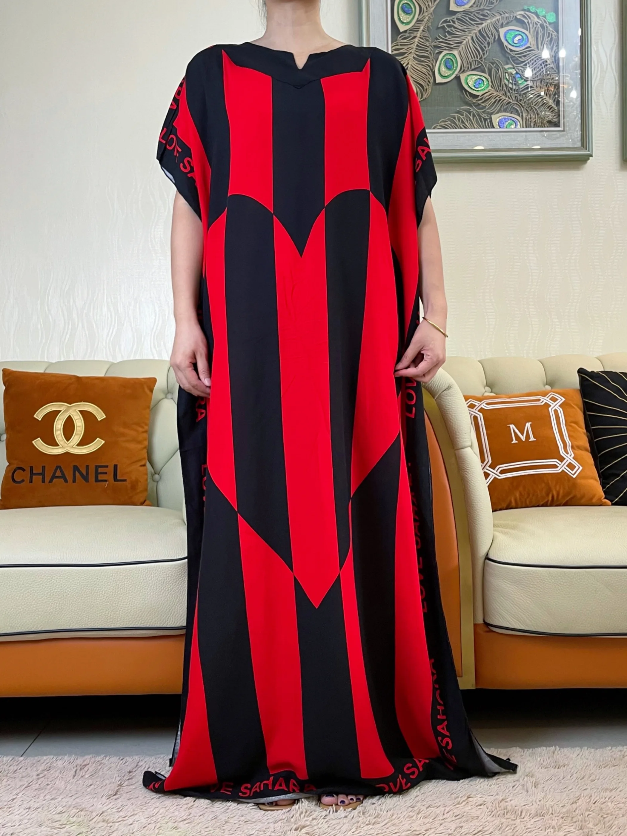 New Party Dress For Women Summer Short Sleeve Dresses With Big Scarf  Floral Printing Loose Maxi Islam Clothes