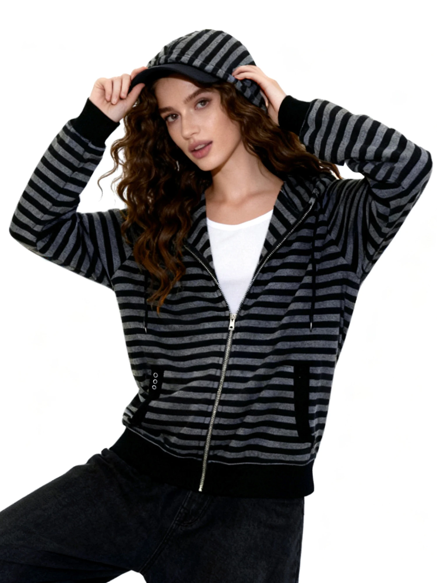 Hoodie side view showing pockets