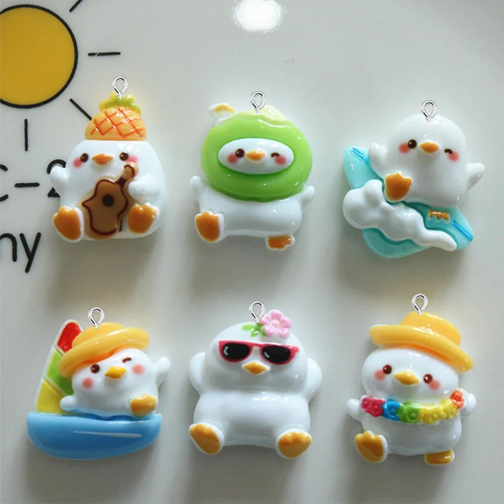 

10PCS Shiny Holiday Duck Series Flat Back Charms For Earrings Bracelet Hairpin DIY Jewelry Pendants Decoration Accessories