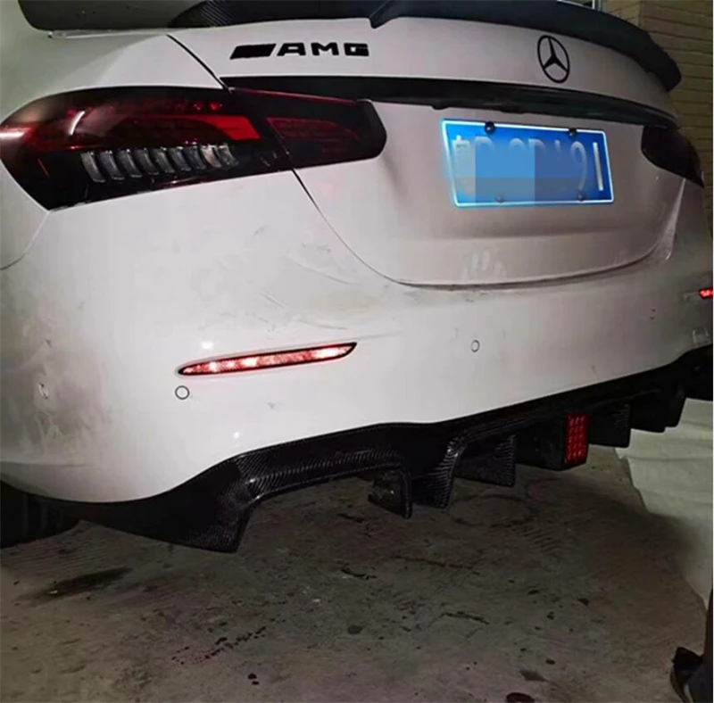 For Mercedes Benz E Class W213 260 300 350 E63S 2021 2022 2023 Real Carbon Fiber Rear Diffuser Bumper Lip Spoiler Tail Throat 43 - Racext For Mercedes Benz E Class W213 260 300 350 E63S 2021 2022 2023 Real Carbon Fiber Rear Diffuser Bumper Lip Spoiler Tail Throat - - Racext 42