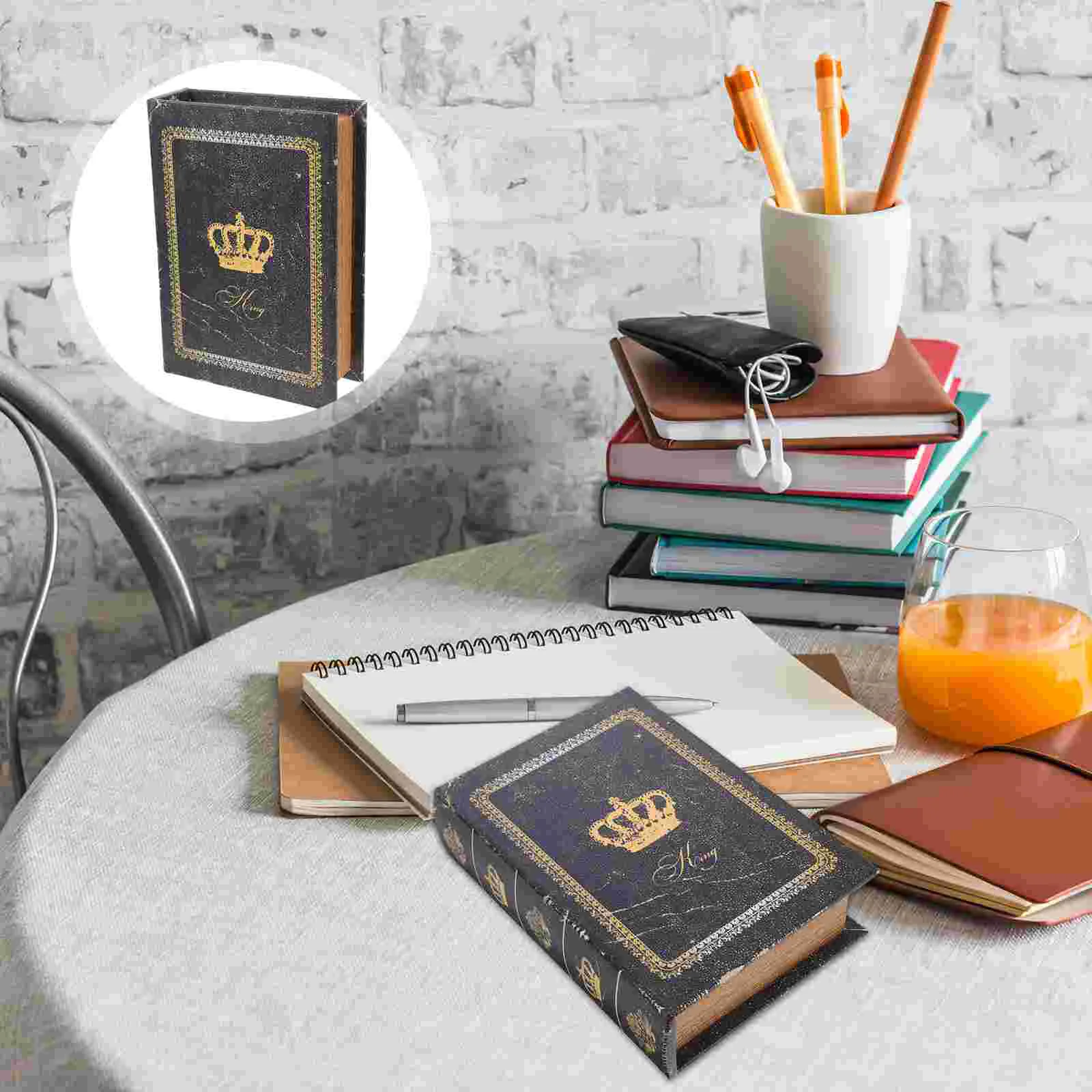 

Vintage Decorative Organizer Wooden False Book Storage Box Jewelry Box Western Book Storage Box