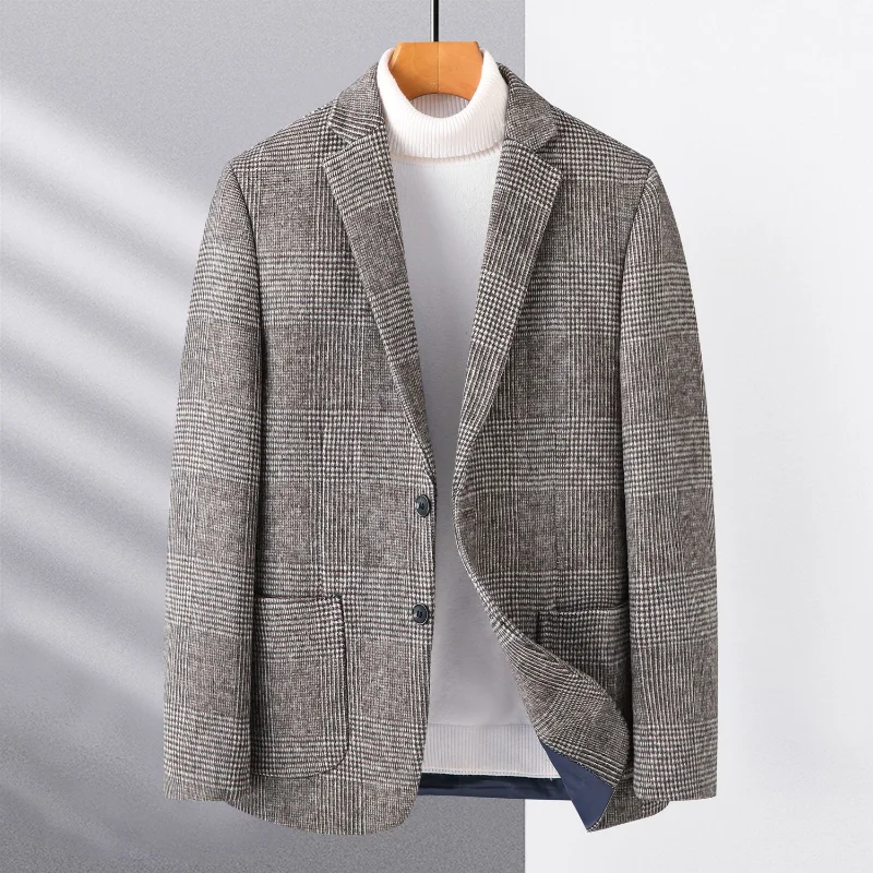 Wool Warm Men Blezer Autumn Winter Men Smart Casual Classic Single Breasted Blazer mens blazer
